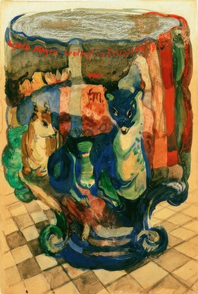 Copa con zorro y corzo de Franz Marc